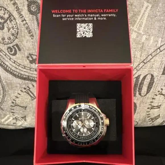 Men’s Invicta Aviator Skyshock  🔥 Chronograph 50mm Black Silicone Band 33029 - Picture 7 of 7